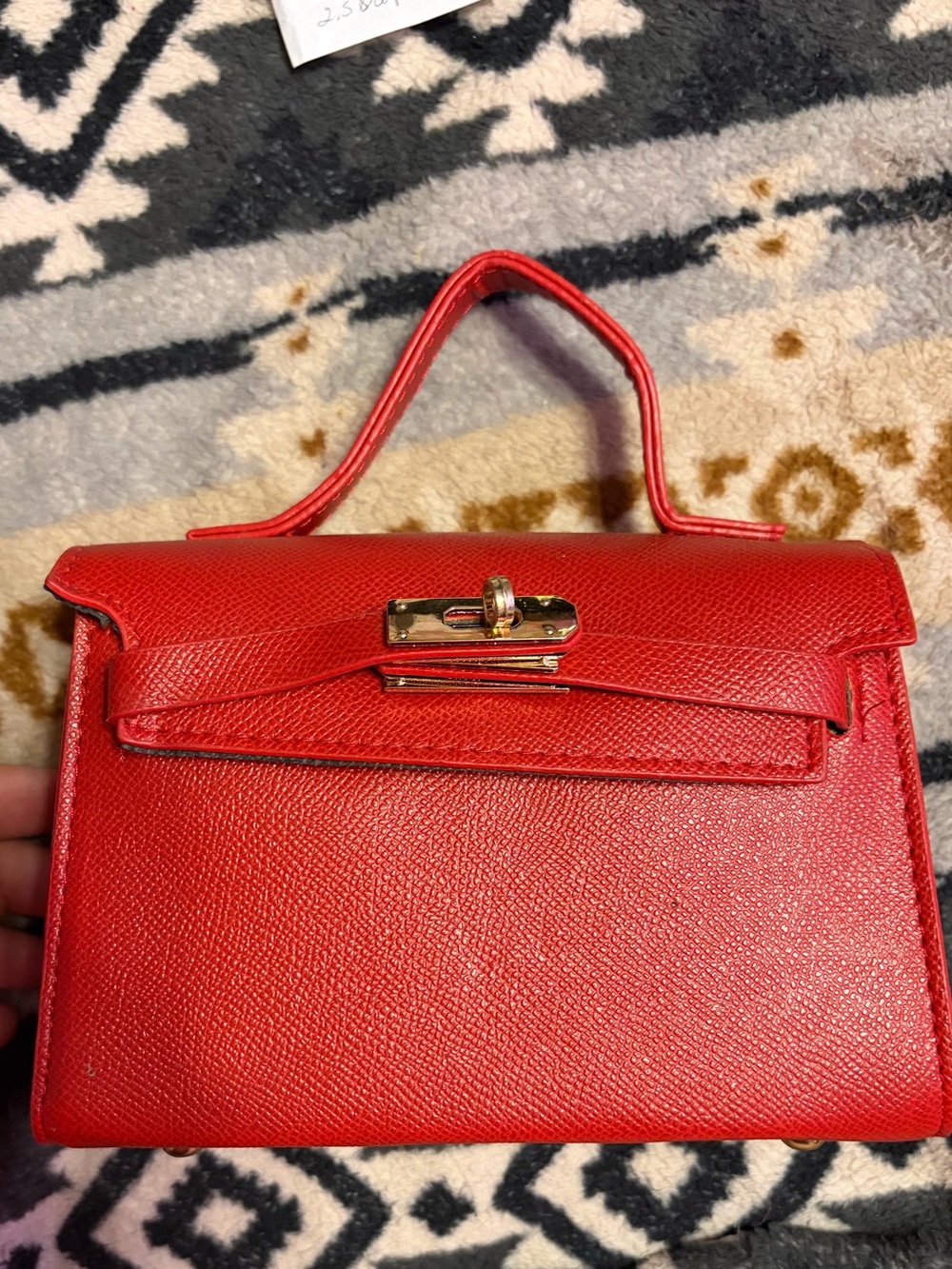 NWOT Mini Hermie Structured Red Mini Top-Handle Bag with Gold Accent